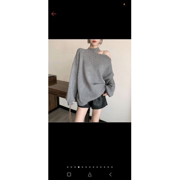 Áo Nỉ Nữ Dáng Cut Out Khoét Vai Dài Tay 4 Màu