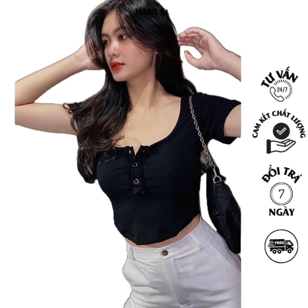 Áo Croptop Borip Cúc Bấm Vạt Bầu ,áo thun ôm dáng nữ ,hack dáng siêu đẹp tay ngắn va tay dài ÔM BODY ĐẸP