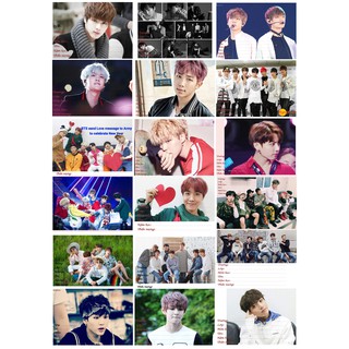 Combo 36 nhãn vở BTS tặng 1 móc khóa in hình BTS