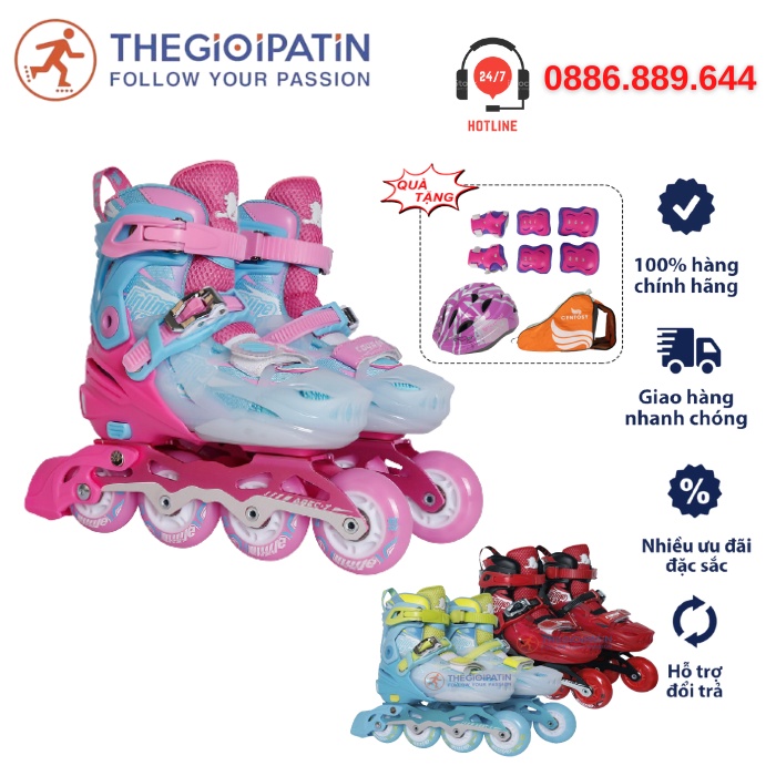 Giày Patin trẻ em Cougar 333 (3 màu), giày patin chính hãng cao cấp