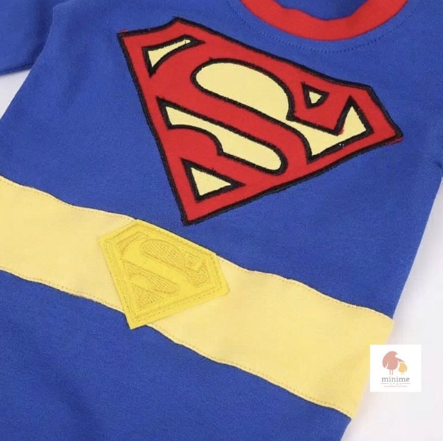 Bộ Áo Liền Quần Vải Cotton Họa Tiết Siêu Anh Hùng Superman Cá Tính Cho Bé Trai (Mxm1924)