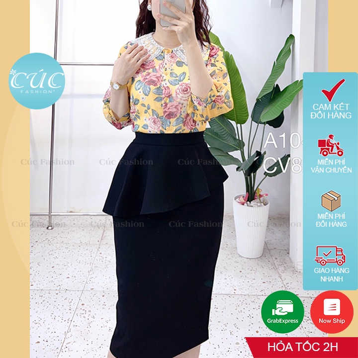 Áo sơ mi nữ Cúc Fashion sơmi kiểu ngắn tay lỡ họa tiết cao cấp thời trang công sở hoa cổ ren trắng be xanh đẹp A1048