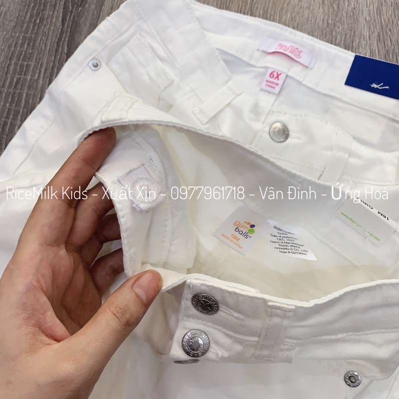 Quần jean trắng đáp ren xuất dư xịn