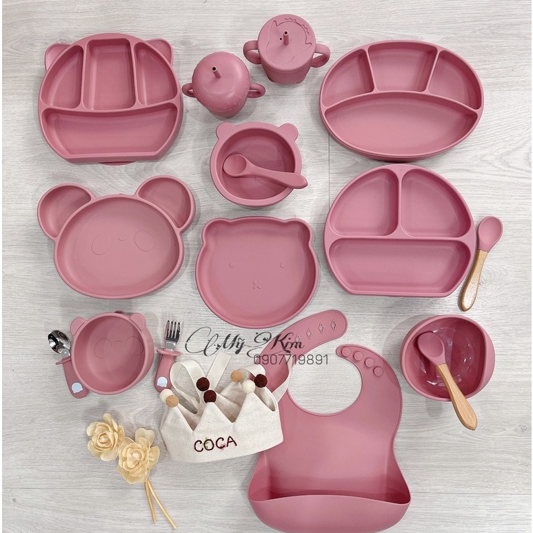 KHAY SILICON CHO BÉ ĂN DẶM KÈM THÌA, CÓ ĐẾ HÍT CHỐNG TRƯỢT, CHỐNG LẬT