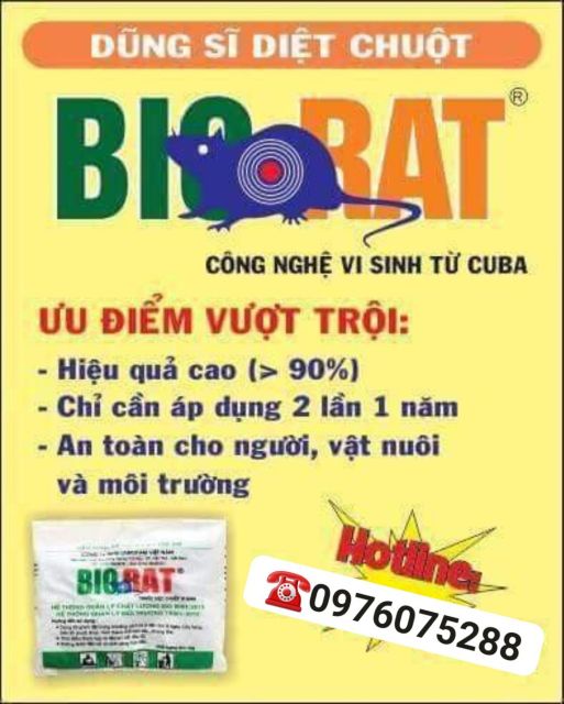 Thuốc diệt chuột Biorat thuốc diệt chuột vi sinh hộp 1kg gồm 20 gói