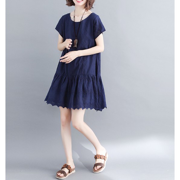 G238 Đầm big size freesize dáng suông thiết kế trang nhã trẻ trung kiểu mới 2021
