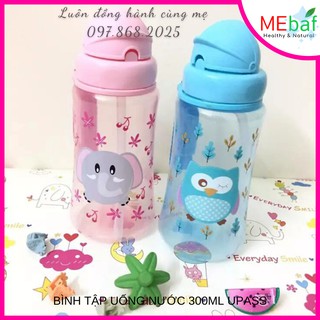 Bình tập uống nước 300ml Upass cho bé, có ống hút tiện lợi Bình tập uống upass UP0090N