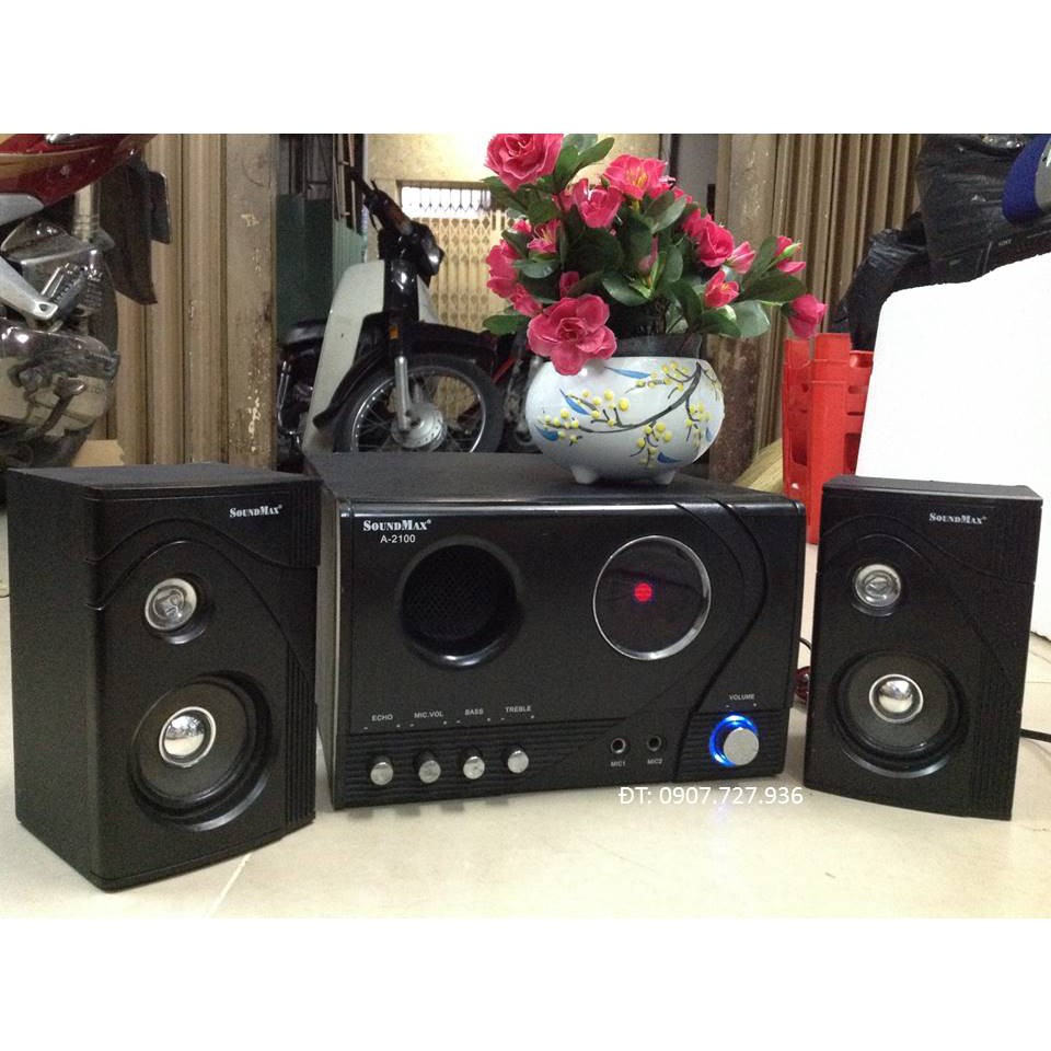 Loa Soundmax cao cấp 2.1 A-2100 có màn hình, gắn đc 2 micro.