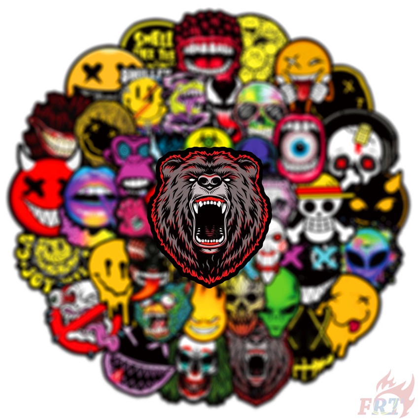 ❉ Bộ 01 Sticker Dán Trang Trí Hình Khuôn Mặt Kinh Dị Vui Nhộn ❉ Bộ 50 Sticker Chống Thấm Nước Họa Tiết Doodle Hợp Thời Trang