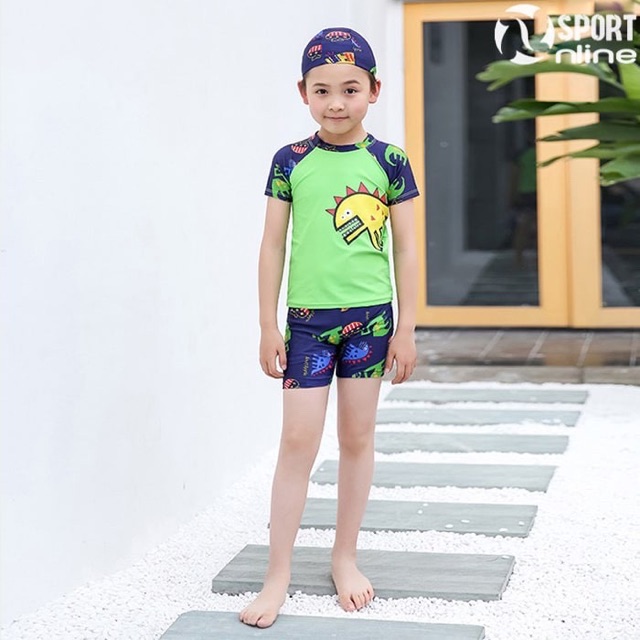 ⚡️Xả kho⚡️Bộ bơi bé trai khủng long dễ thương kèm mũ