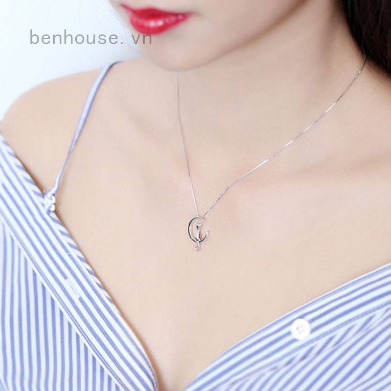 Dây Chuyền Mặt Mèo Và Tam Giác Trong Suốt Phong Cách Cổ Điển