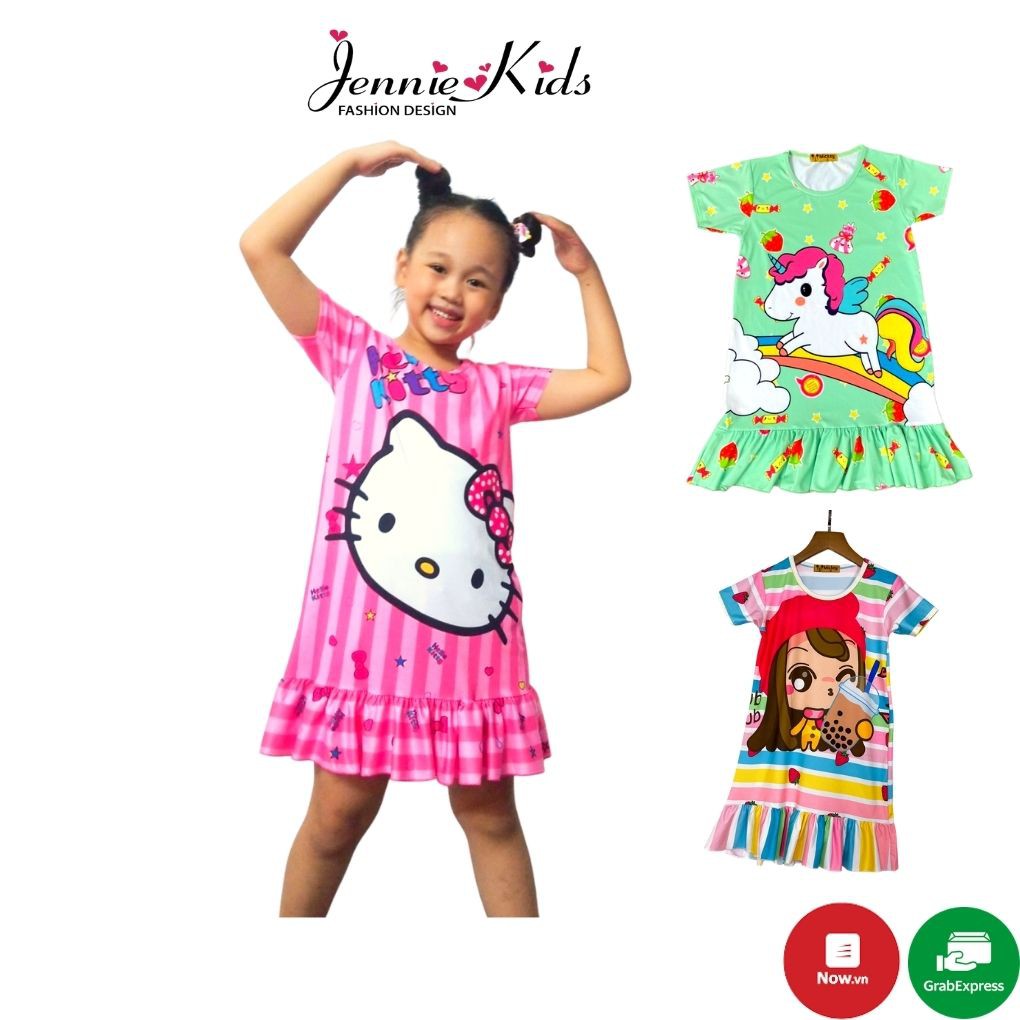 Váy đầm bé gái size đại 33-50kg vải 3D cotton Jennie kids thấm hút mồ hôi tốt J405