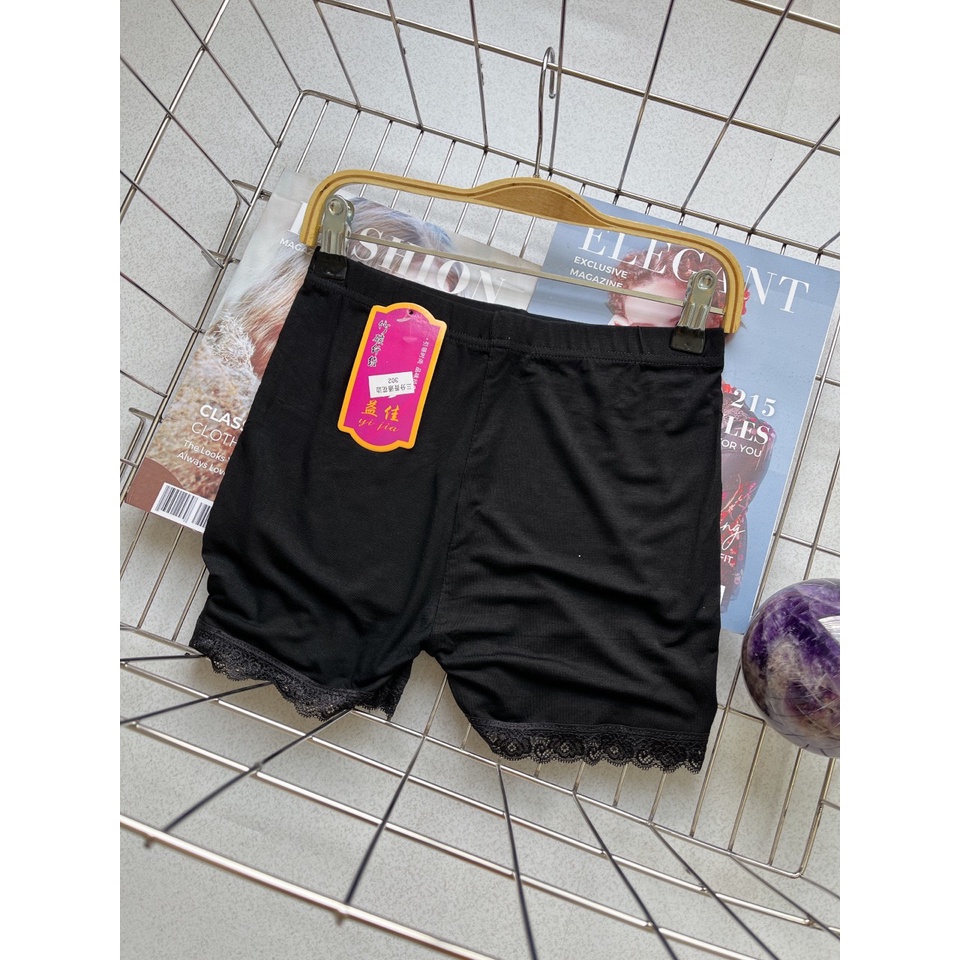 Quần Thun Ôm Body Mặc Đầm Có Viền Ren Trơn Màu Đen Kiểu 2 | Smide Clothing