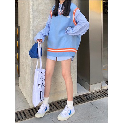 Áo len gile len ulzzang mỏng cổ chữ v dáng rộng phong cách Hàn Quốc - 011 | BigBuy360 - bigbuy360.vn