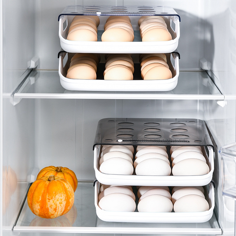 Hộp Đựng Trứng / Khăn Giấy Dạng Ngăn Kéo Trong Suốt Sắp Xếp Gọn Gàng Cho Tủ Lạnh Giá Đỡ