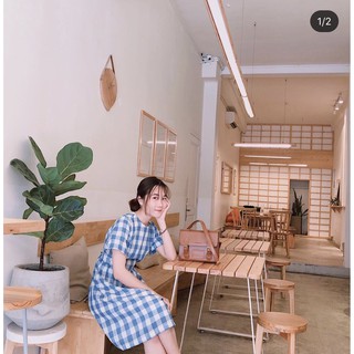 Đ. midi caro xanh H2320 (+hình thật)