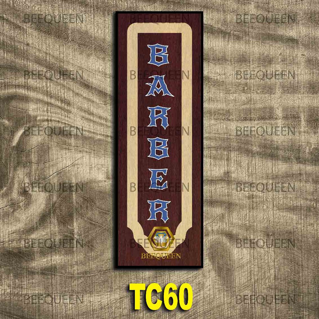 Biển Barber Size 20x60cm Nền In Vân Gỗ Sang Trọng - Trang Trí Quán Tóc Cực Độc