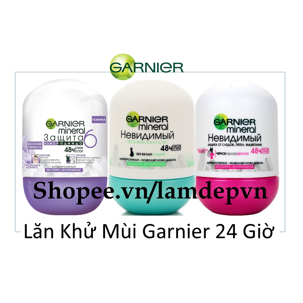“Lăn khử mùi diệt khuẩn Garnier Mineral Invisible 48H”