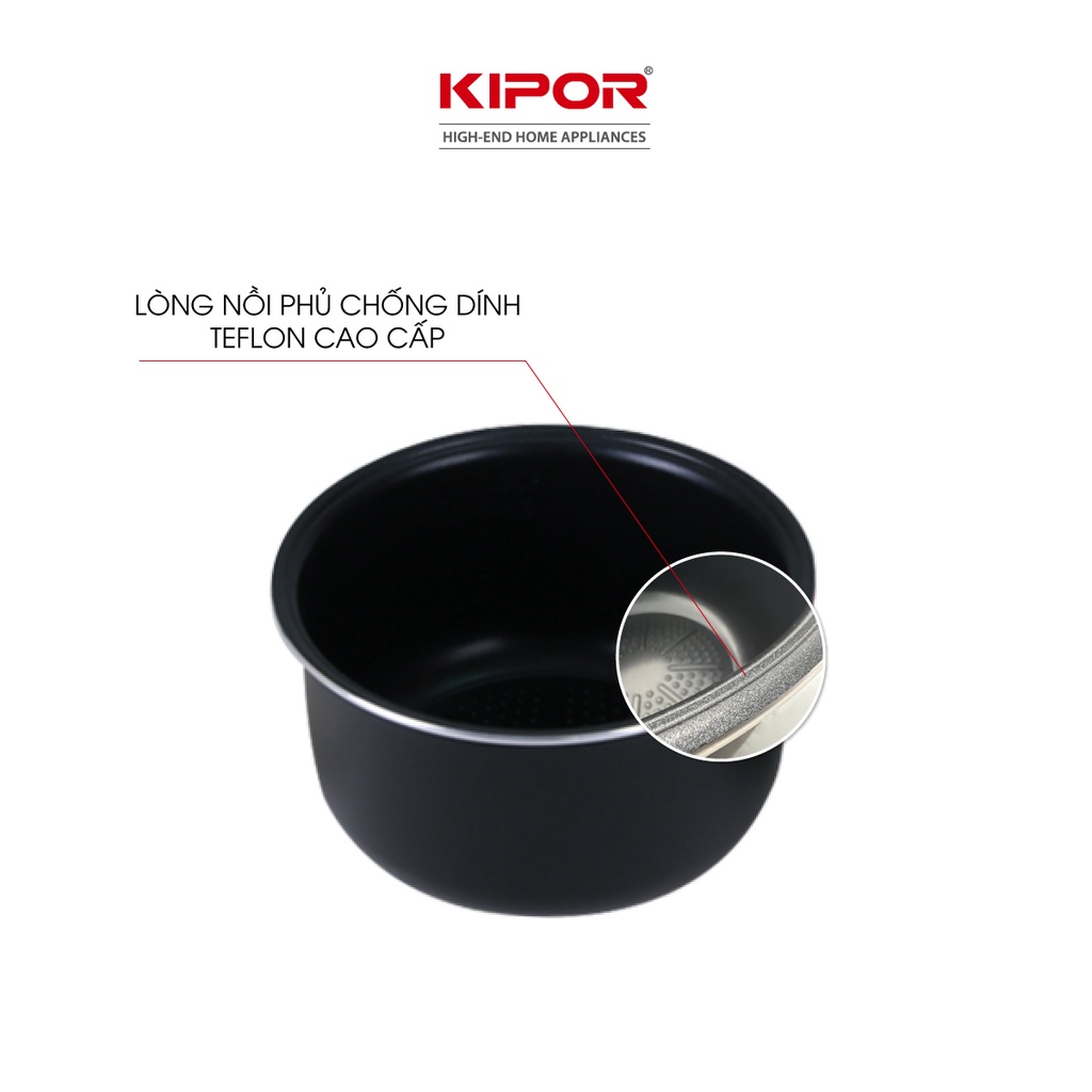 Nồi cơm điện KIPOR KP-N1512 - 1.2L - Nồi cơ chống dính TEFLON 5 lớp dầy 3mm nặng 690G - Bảo hành tại nhà 12 tháng