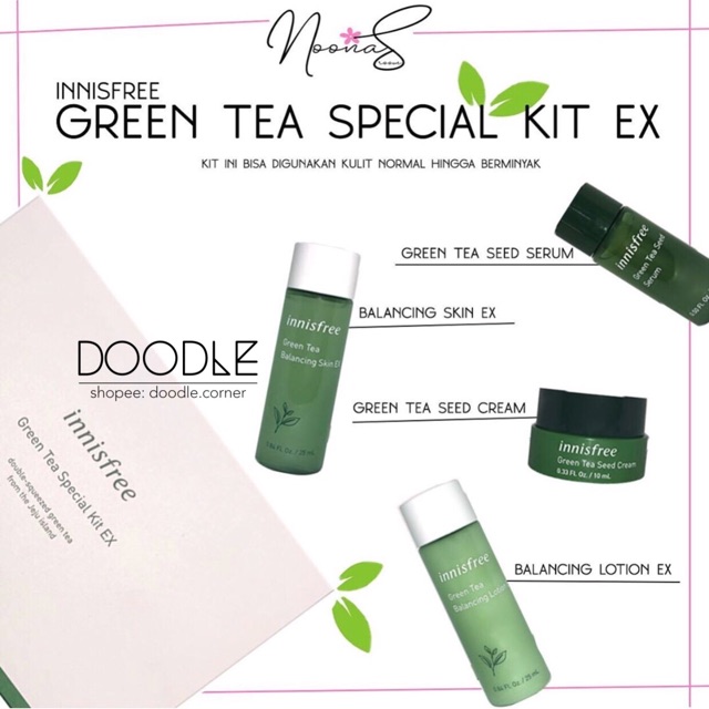 Kit phục hồi da mụn, cấp ẩm Innisfree Green Tea Special Kit EX 4 items phiên bản update 2019 (Có Sẵn)