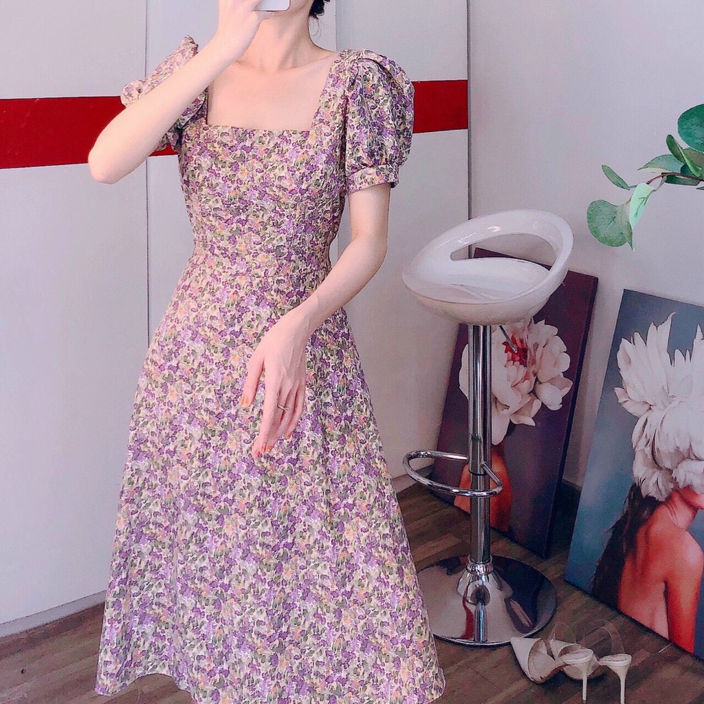 Váy hoa nữ 💖FREESHIP💖 Đầm Hoa Dự Tiệc Dáng Xoè Tay Phồng Dễ Thương | BigBuy360 - bigbuy360.vn