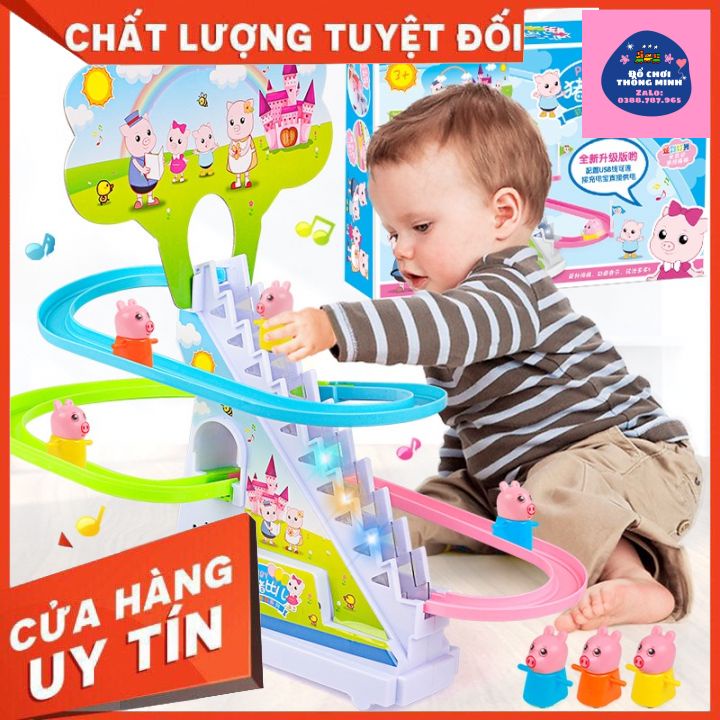 Đồ Chơi Trẻ Em Heo Con/ Vịt Con Leo Cầu Thang  Ngộ Nghĩnh Có Âm Nhạc Và Đèn