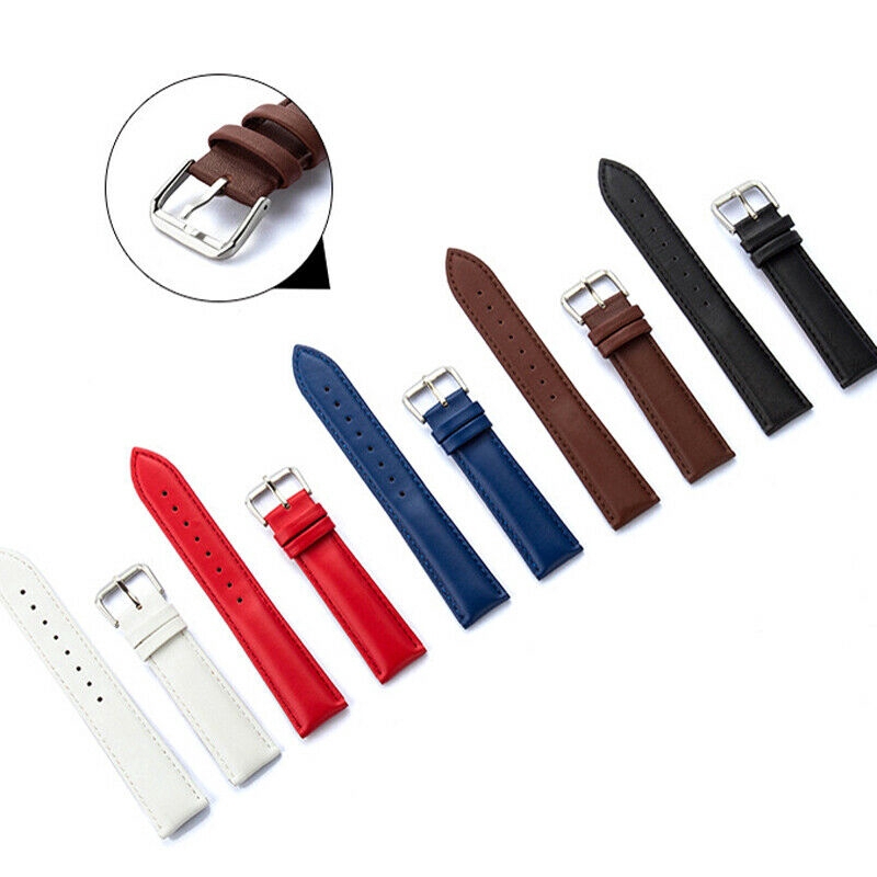 Dây đeo đồng hồ bằng da phong cách thời trang thông dụng kích thước 12/14/16/18/20/22/24 mm
