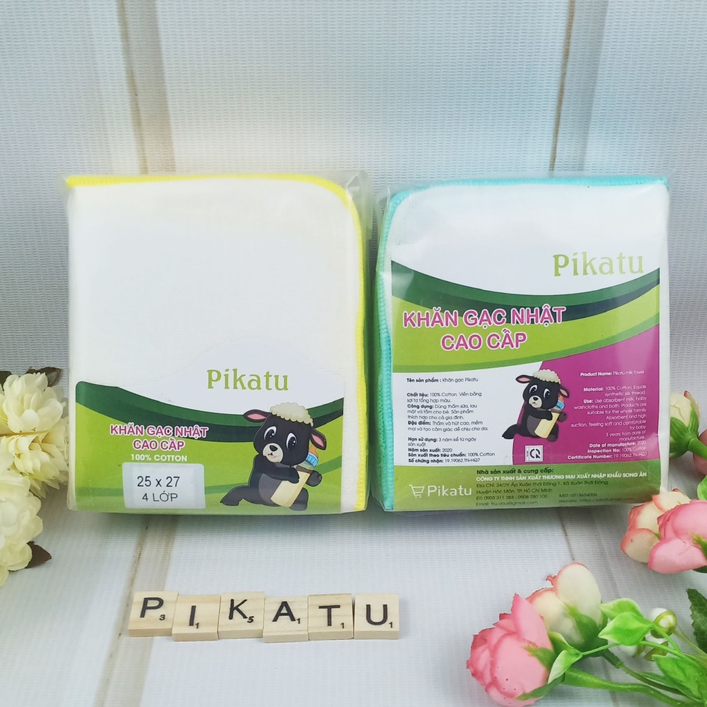 Combo 10 Khăn sữa Nhật Pikatu 4 lớp 25*27