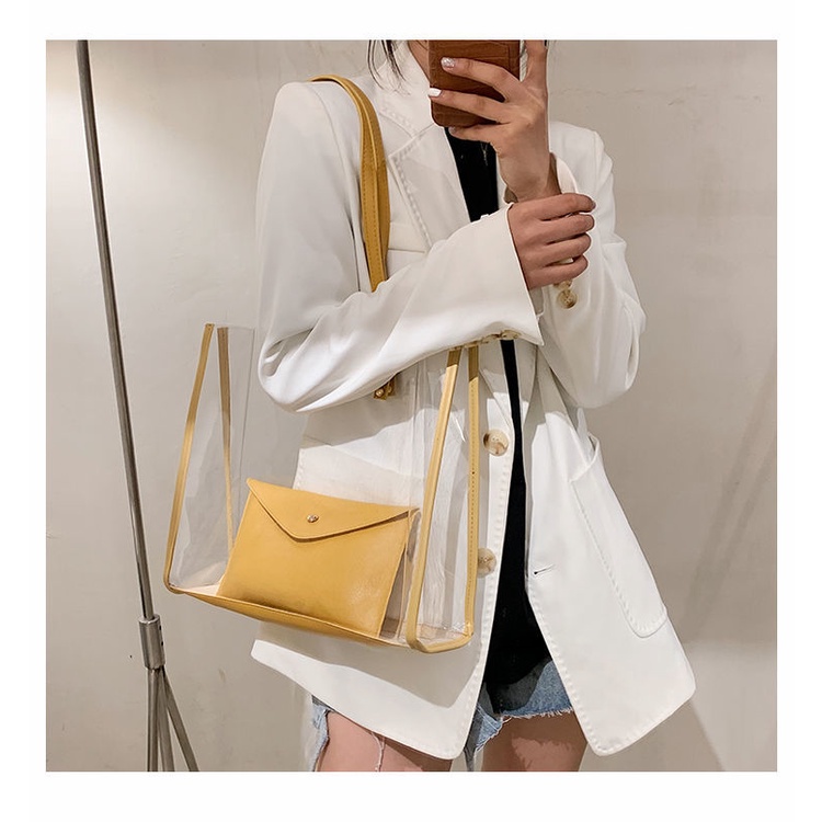 Túi xách tote sức chứa lớn trong suốt phiên bản Hàn Quốc phối thoải mái thịnh hành cho mẹ và bé