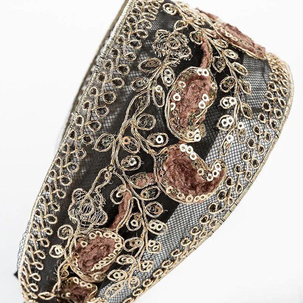 Băng Đô Cài Tóc Đính Kim Sa Phong Cách Vintage Thanh Lịch Cho Nữ