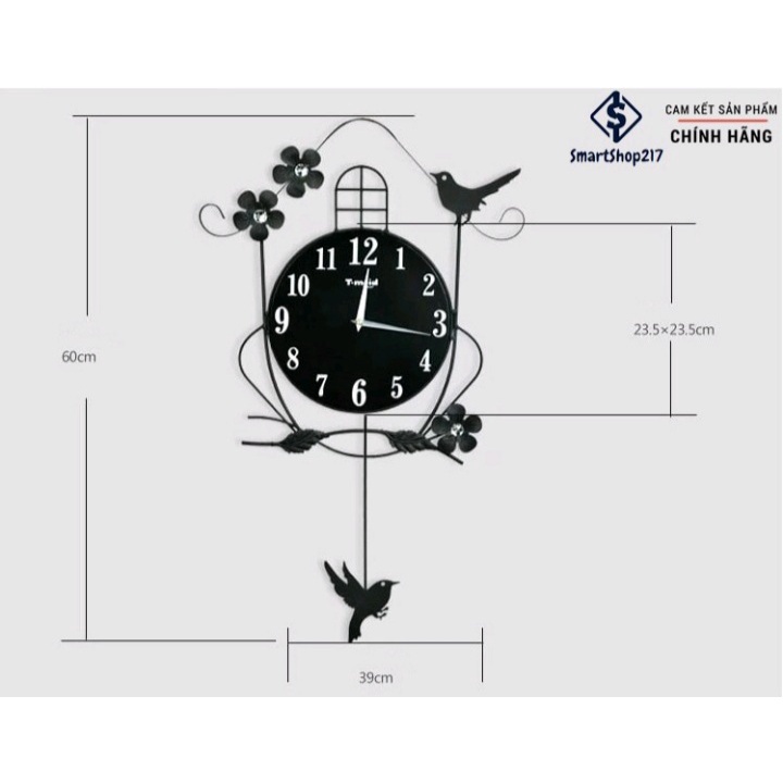 (SALE GIÁ GỐC )Đồng Hồ Treo Tường Chim Én (Tặng kèm Bộ Kim dự phòng + Đinh treo chống hỏng tường)