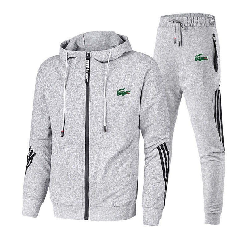 LACOSTE Set đồ thể thao 2 món gồm áo khoác có khóa kéo và quần dài cho nam