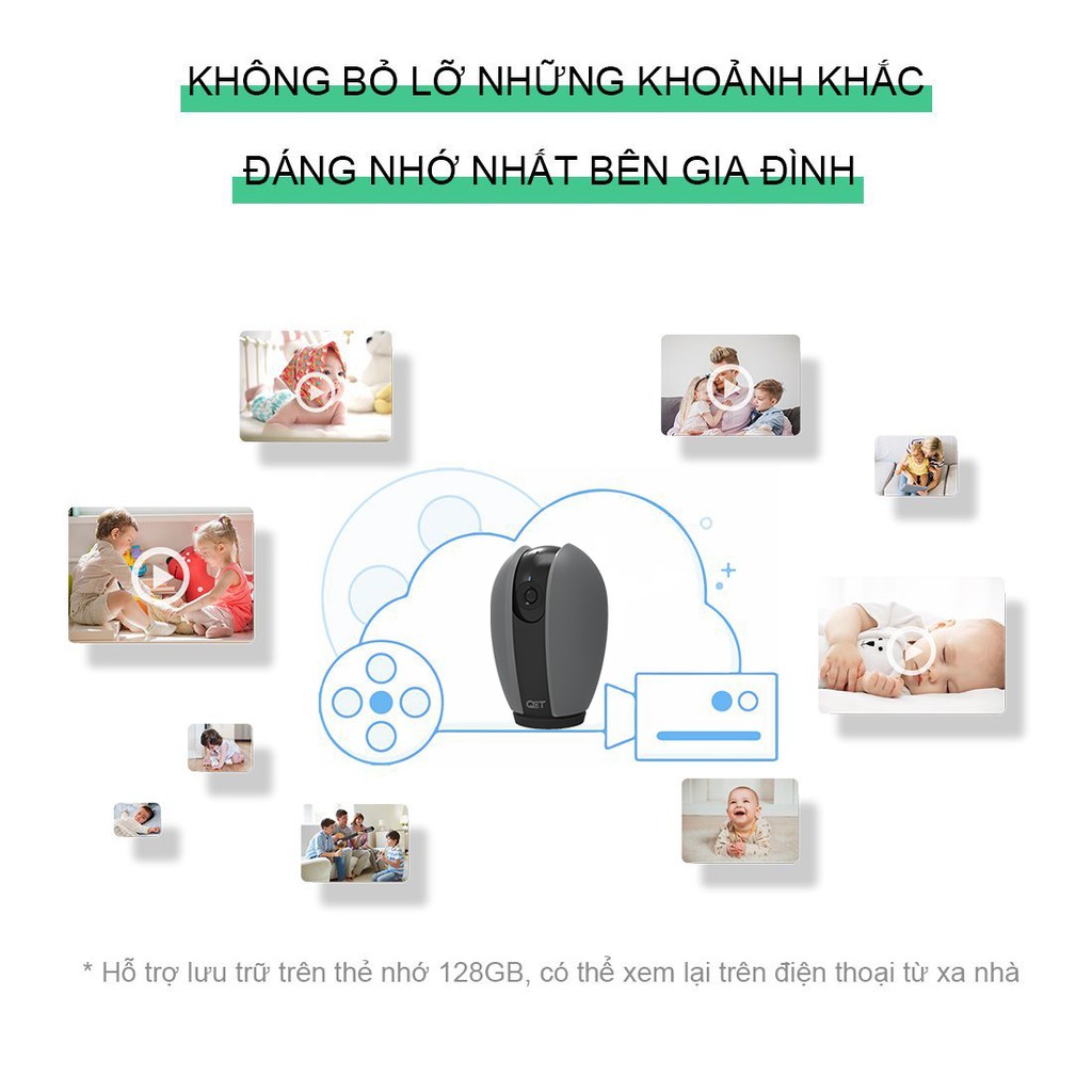 Camera IP xoay 360 ĐỘ QCT 1080P GEN2 Quốc Tế Camera ip QCT xoay 2K 1296p