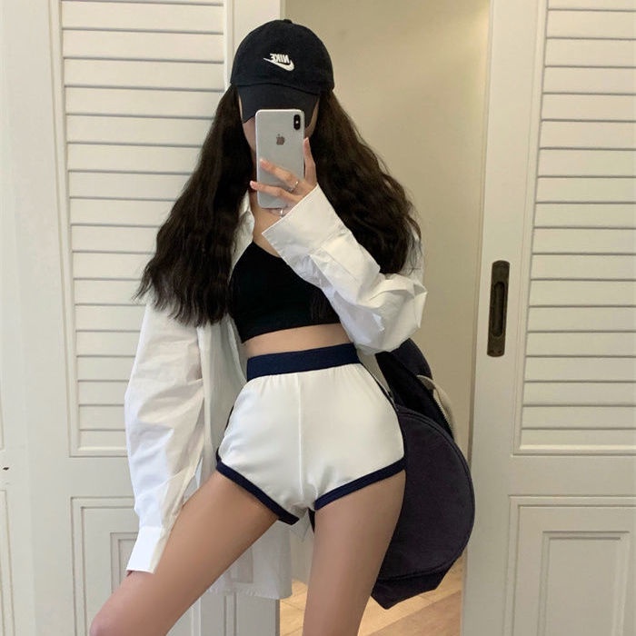 Quần Short Thể Thao Mỏng Lưng Cao Ống Rộng Thời Trang Mùa Hè Hàng Mới 2022 Quần Đùi Nữ