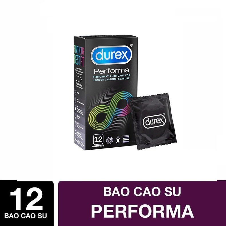 Bao cao su Durex Performa siêu mỏng kéo dài thời gian 1 hộp 12 bcs