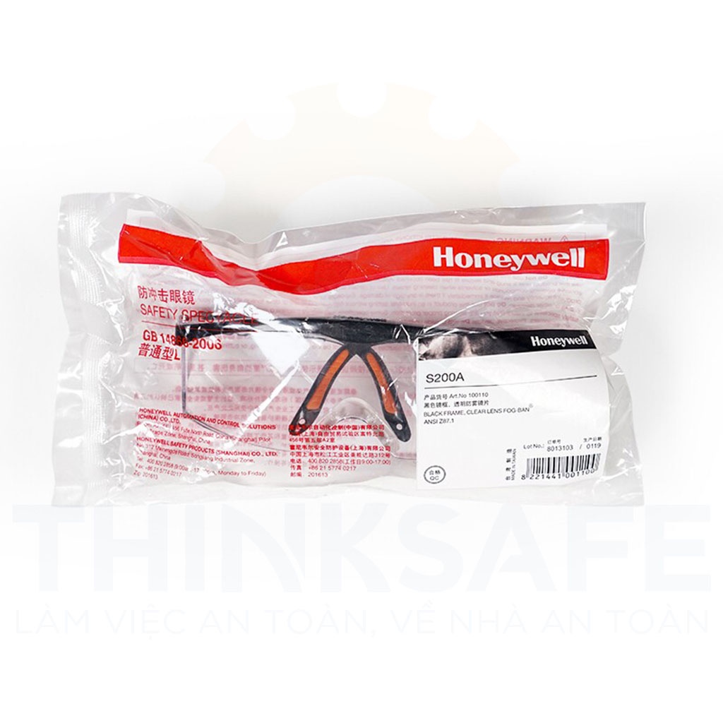 Kính bảo hộ Honeywell Thinksafe, mắt kính chống bụi, Chống tia UV, trong suốt, dùng lao động, chống bụi chạy xe - S200A