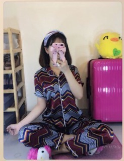 Bộ phi lụa   quần dài tay ngắn