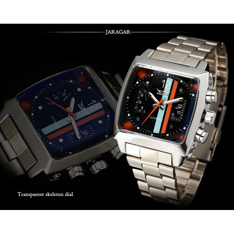 Đồng Hồ Cơ Tự Động Jaragar Mặt Vuông Bằng Thép Không Gỉ | BigBuy360 - bigbuy360.vn