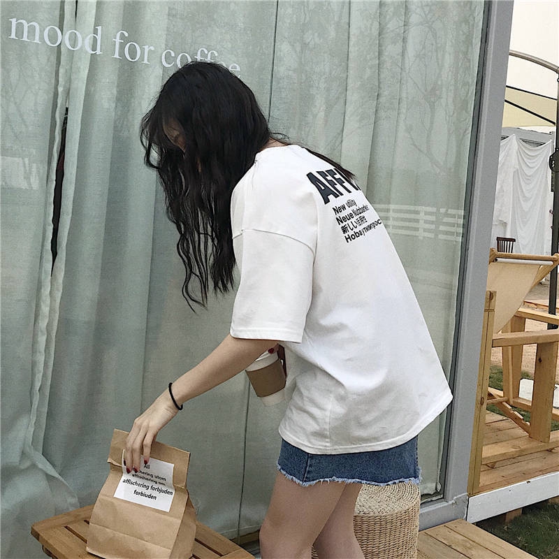 Áo phông rộng cổ tròn tay lưng phong cách Hàn Quốc thời trang