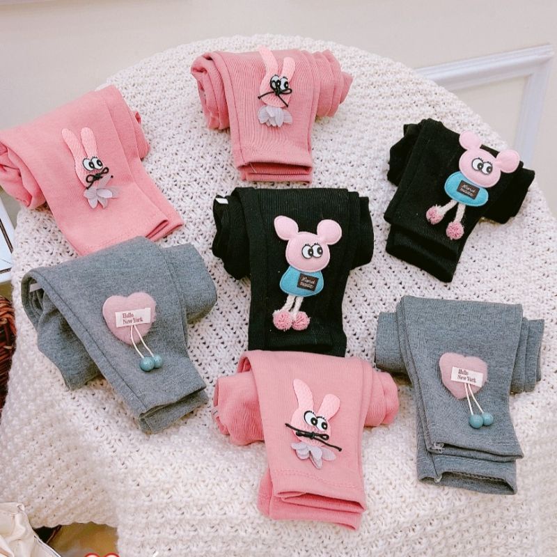 Quần legging bé gái giữ nhiệt chất cotton len dày dặn co dãn size nhí đại 8-30kg