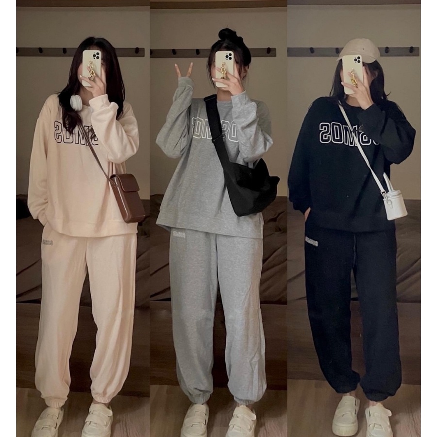 [Mã INCU20 giảm 20K đơn 150K] Set Nỉ Thể Thao HIDRO Áo Sweater Phối Quần Bo Gấu Nỉ Bông Dày Dặn | BigBuy360 - bigbuy360.vn