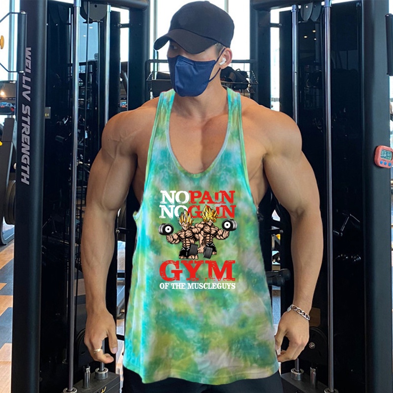 Áo Thun Ba Lỗ Họa Tiết Rằn Ri Phối Lưới Thoáng Khí Cho Nam Tập Thể Thao