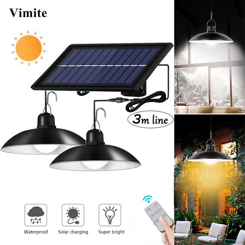 【Miễn phí vận chuyển】Vimite Bóng Đèn LED Năng Lượng Mặt Trời Hai Đầu Chống Thấm Nước Treo Trần Nhà-Bóng đèn LED treo trong nhà sử dụng năng lượng mặt trời