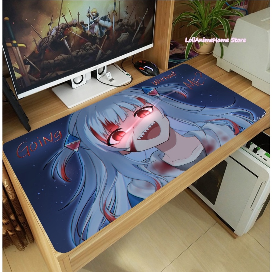 Tấm Lót Chuột Và Bàn Phím Cỡ Lớn In Hình Anime Gura Gawr YouTuber Chống Trượt Tiện Dụng Cho Học Sinh