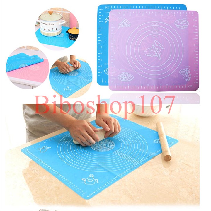 🎶Tấm lót nhào bột silicon 30x40cm + Cán lăn bột gỗ🎶