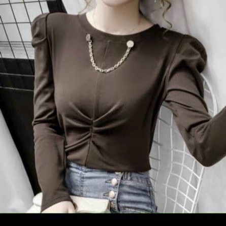 Áo Len Kiểu, Dài Tay, Nhúm Eo