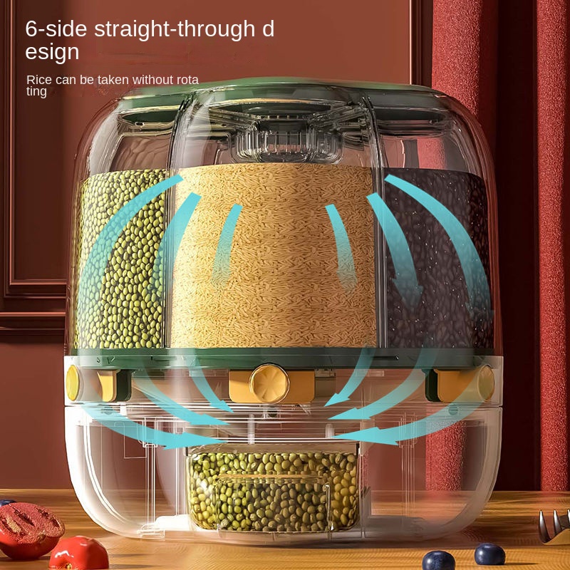 Thùng Đựng Gạo/Đậu Dày Dặn Có Thể Xoay Được Chống Ẩm Chống Côn Trùng Kích Thước Lớn Dùng Trong Nhà Bếp