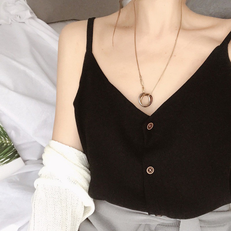 [Baywellfashion]Áo 2 dây nữ cổ chữ V màu trơn | BigBuy360 - bigbuy360.vn