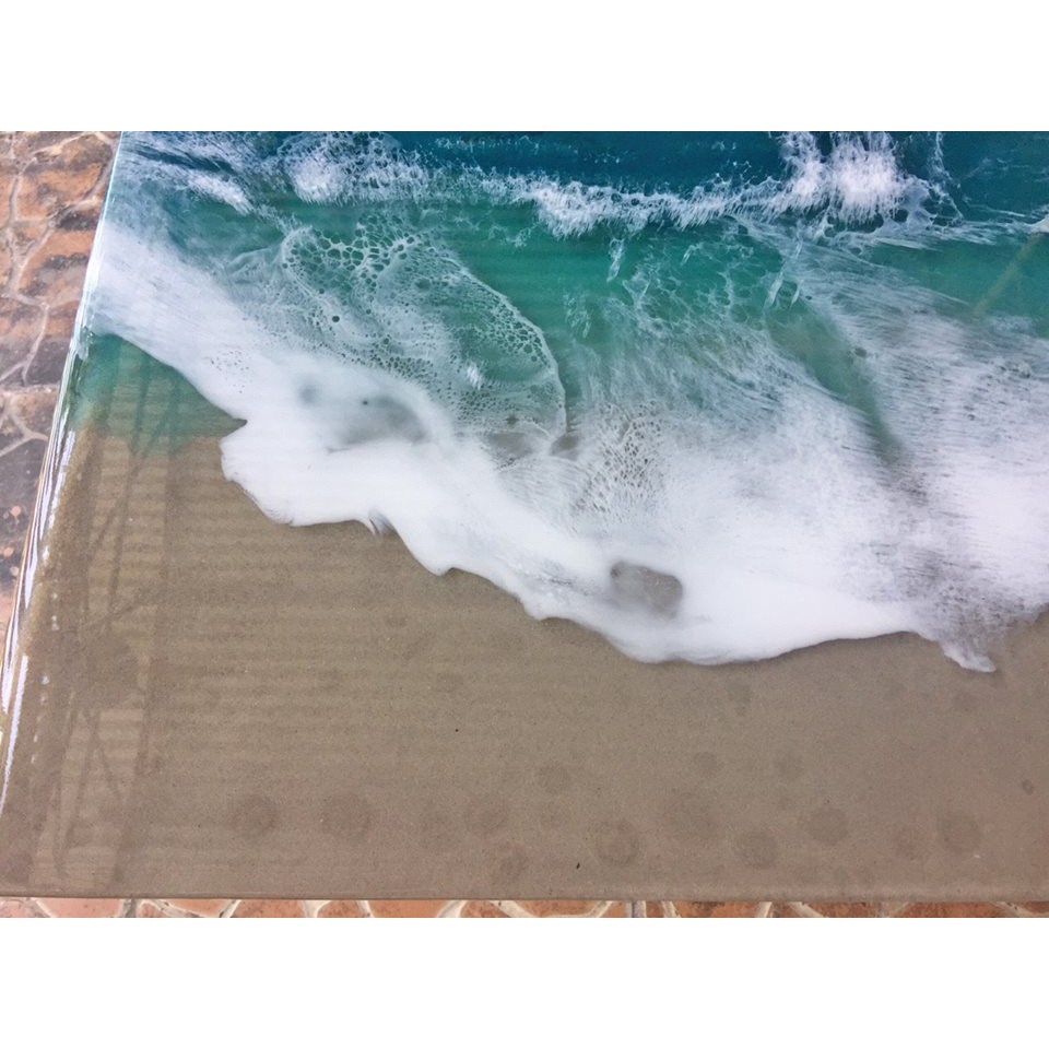 Bàn gỗ nghệ thuật epoxy resin, mặt bàn epoxy sóng biển