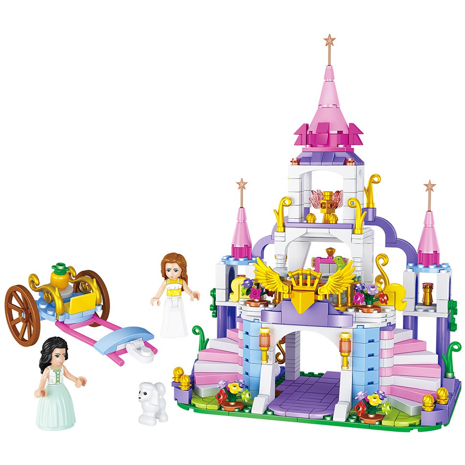 Bộ đồ chơi lắp ráp LEGO lâu đài công chúa 500 khối HUIQIBAO TOYS cho bé